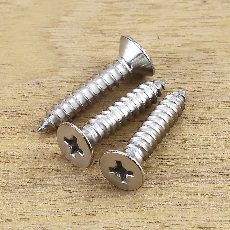 EASTLO #8 x 3/4" (100 pcs) Flat Head Sheet Metal Screws, 304 Stainless Steel (18-8), Phillips Drive, Self Tapping, Corrosion Resistant Screws for Wood, Sheet Metal and More - Image 3